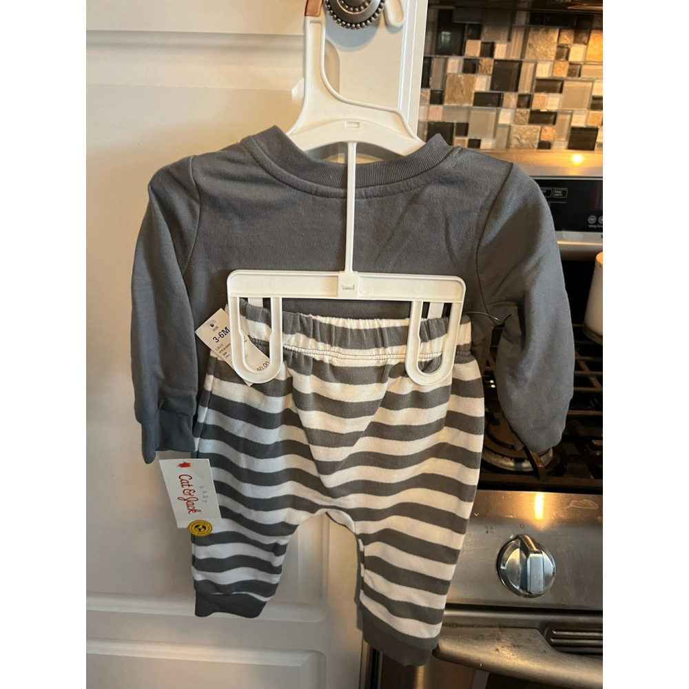 New Cat & Jack Infant Gray & White Halloween Sweatshirt Pants 3-6 Months - Picture 4 of 5